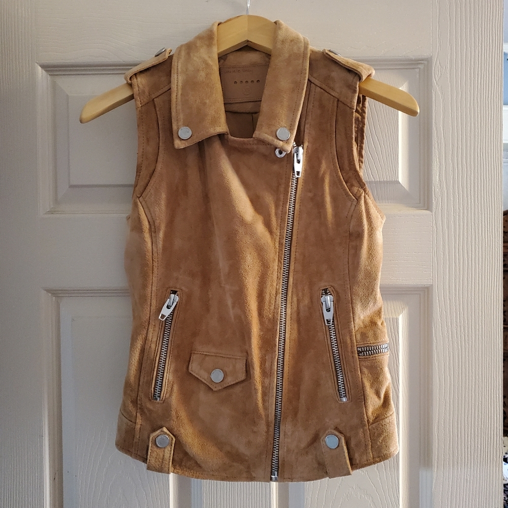 Blank NYC 100% Suede Moto Vest, Butterscotch / Toffee
